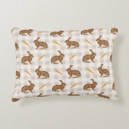 Carrots And Hare Bunnies Spring Easter Beige Prydnadskudde