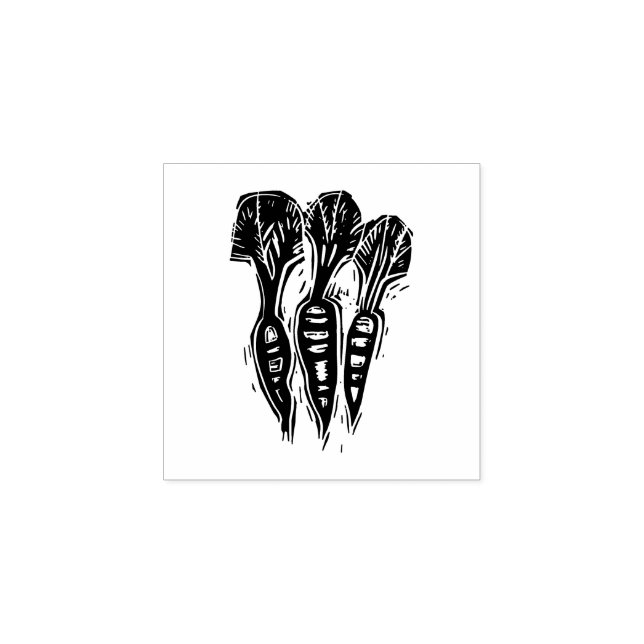 Carrots Vegetarian Menu Choice Rustic Linocut Stämpel (Tryck)