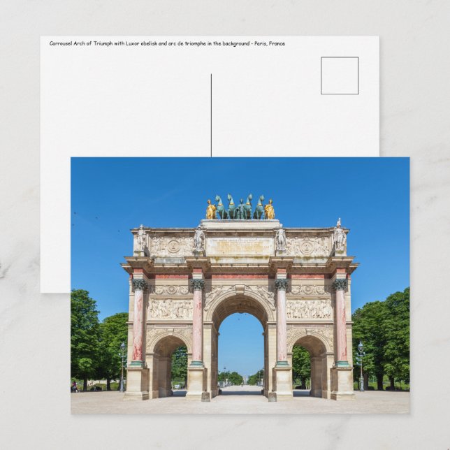 Carrousel Arch of Triumph in Paris, Frankrike Vykort (Fram/baksida)