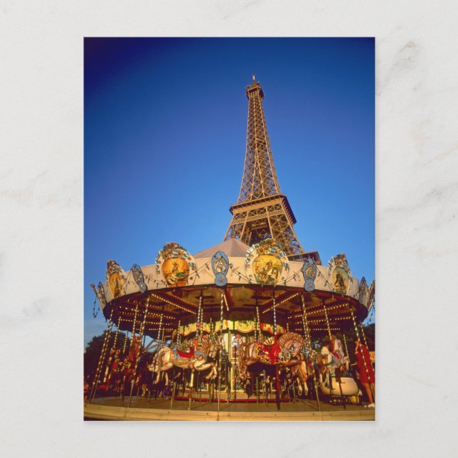 Carrousel, Eiffel Torn, Paris, Frankrike Vykort (Framsida)