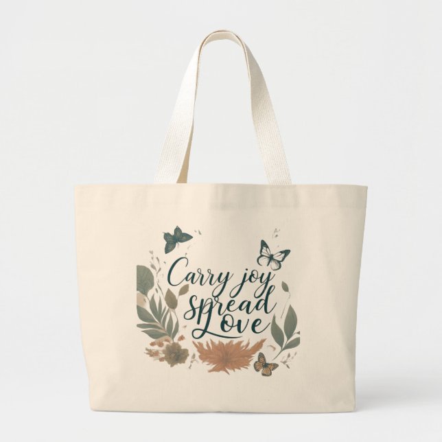 Carry Joy, Spread Kärlek - Jumbo Tote Bag Tygkasse (Framsidan)