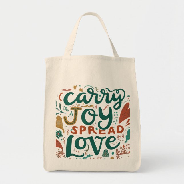Carry Joy, Spread Kärlek - Livsmedel Tote Bag Tygkasse (Framsidan)