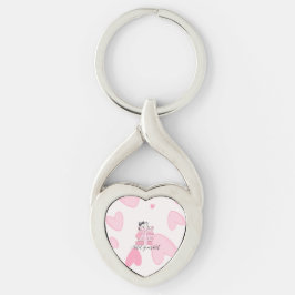 Carry Love & Books – Cat Twisted Heart Keychain Twisted Heart Silverfärgad Nyckelring