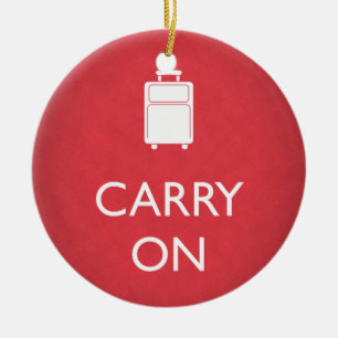 CARRY ON - Luggage - Funny Red Julgransprydnad Keramik