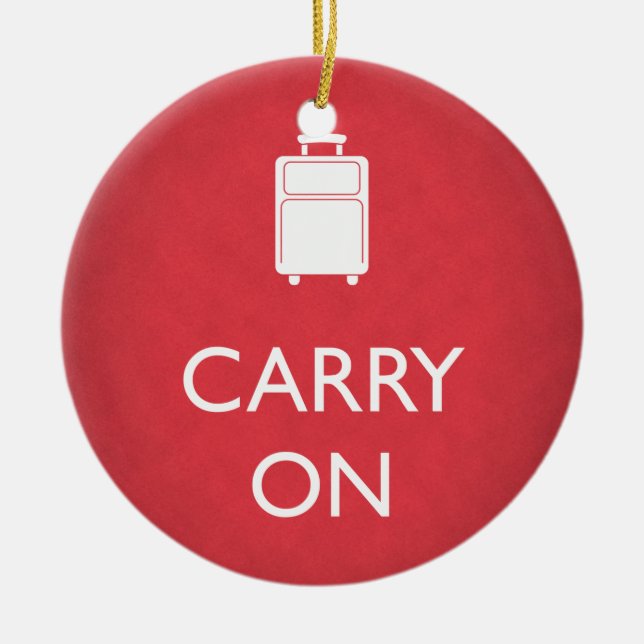 CARRY ON - Luggage - Funny Red Julgransprydnad Keramik (Framsidan)