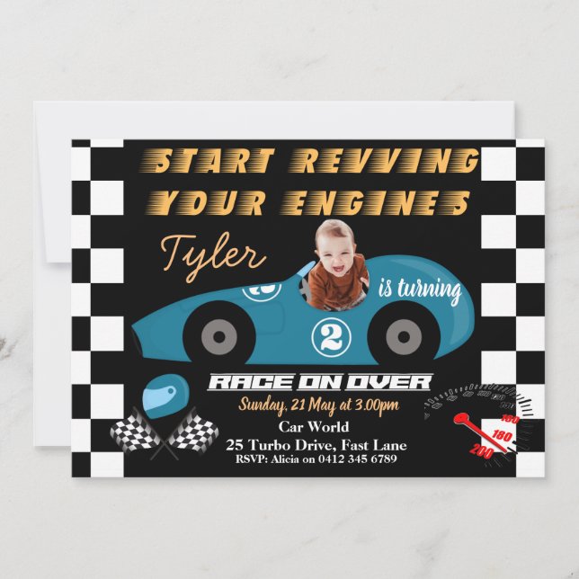 Cars 2:a födelsedagsinbjudan inbjudningar (Framsida)