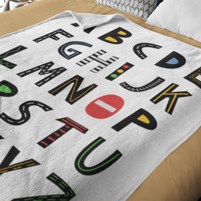 Cars Alphabet Nursery Kids Room Fleecefilt (Skapare uppladdad)