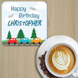 Cars Kids Boy Birthday Underlägg Papper Kvadrat