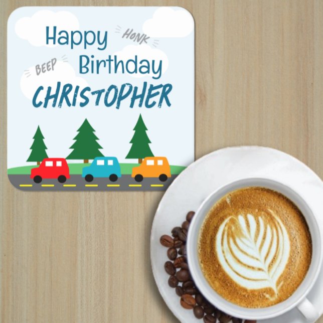 Cars Kids Boy Birthday Underlägg Papper Kvadrat (Skapare uppladdad)