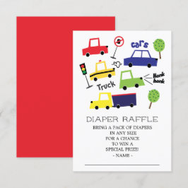 Cars Lastbilar Boy Baby Shower Diaper Raffle Bilje Inbjudningar