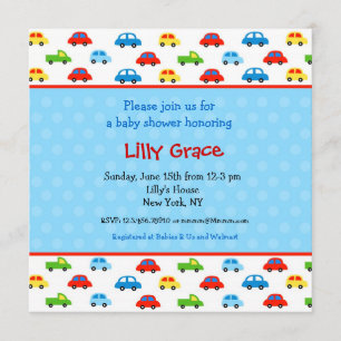 Cars Lastbilar Boys Baby Shower-inbjudningar Inbjudningar