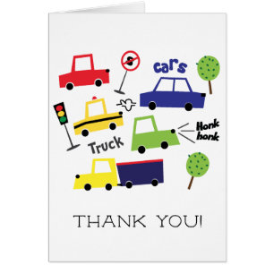 Cars & Lastbilar Boys Baby Shower Tackkort OBS Kort