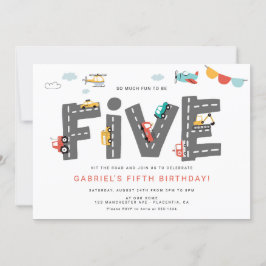 Cars & Lastbilar City Transport FFTH Birthday Inbjudningar