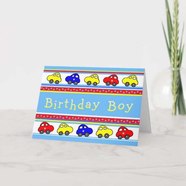 Cars och Stars Birthday Boy-kort Kort (Framsida)