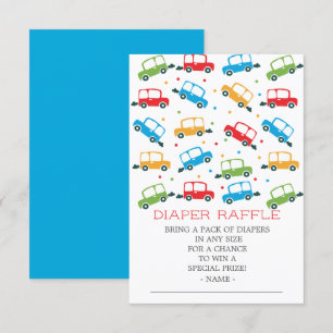 Cars Oh Boy Shower Diaper Raffle Biljett Inbjudningar