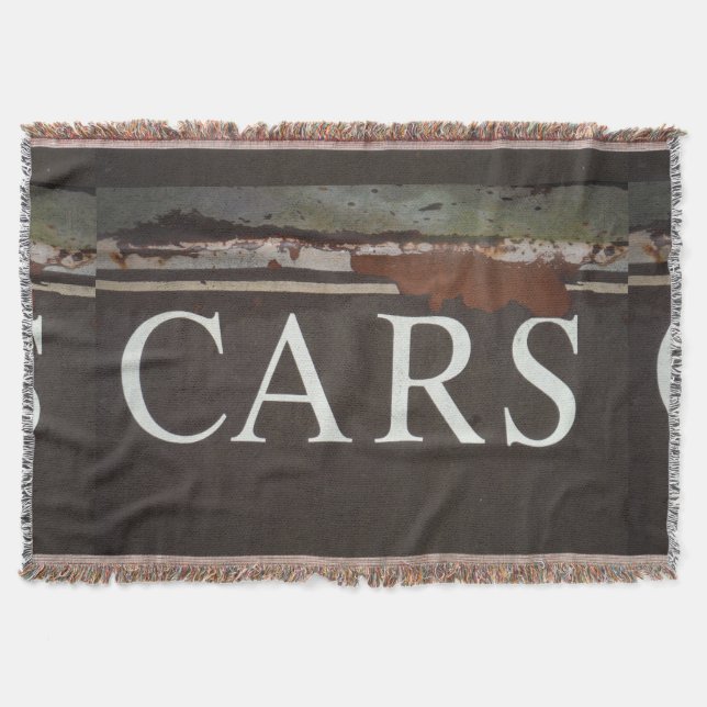 Cars-skylt på antika bogbil lastbil, metall, ruste mysfilt (Framsidan)