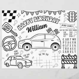 Cars Theme Printable Birthday Coloring Page
