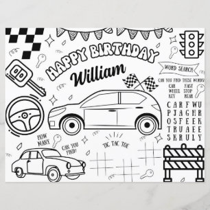Cars Theme Printable Birthday Coloring Page