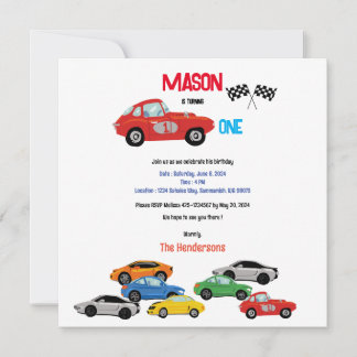 Cars themed första födelsedagsfest inbjudan