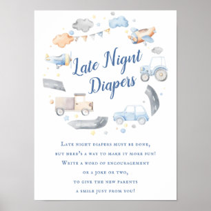 Cars Transport för sen dagmånskläder, babyskor Poster