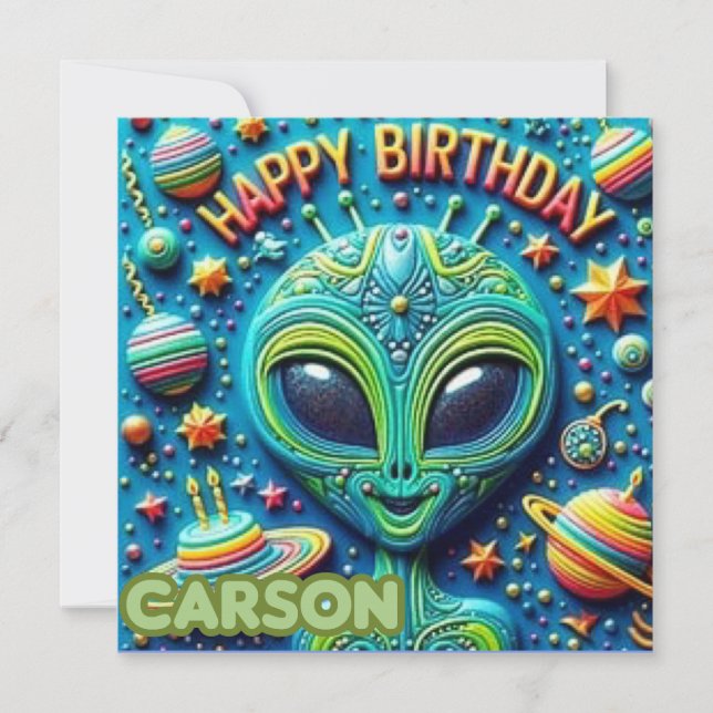 CARSON ~ Birthday Card ~ Alien ~ (Framsida)