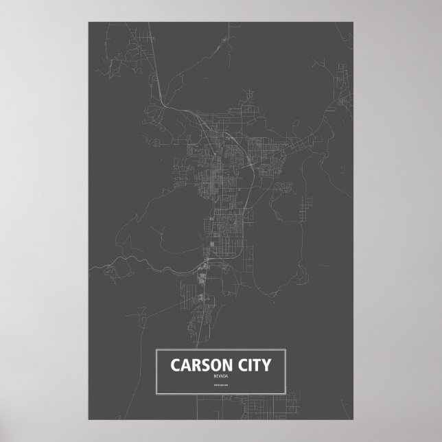 Carson City, Nevada (vitt på svart) Poster (Framsidan)