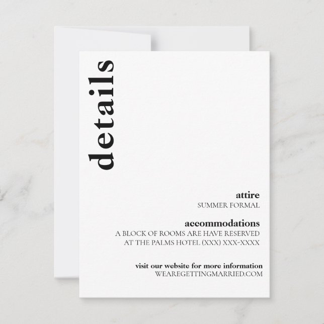 Carson Modern Bröllop-informationskort Inbjudningar (Framsida)