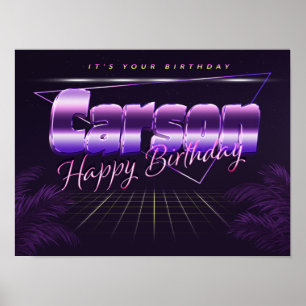 Carson Namn Vorname lila retro Poster Geburtstag