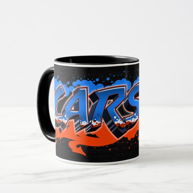 Carson Vorname Name Graffiti blue orange Tasse Mugg (Framsida vänster)