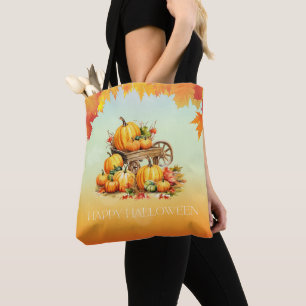 Cart av Pumpkins Fall Löv Gräns Orange Halloween Tygkasse