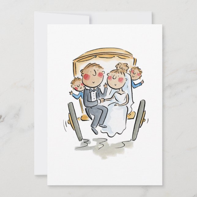 Cart före hästen, bröllop par inbjudningar (Framsida)