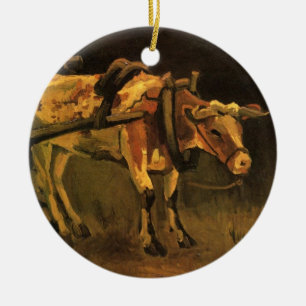 Cart med Red and White Ox av Vincent van Gogh Julgransprydnad Keramik