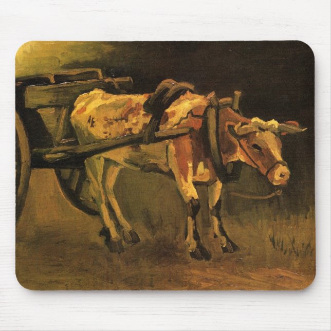 Cart med Red and White Ox av Vincent van Gogh Musmatta (Framsidan)