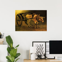 Cart med Red and White Ox av Vincent van Gogh Poster
