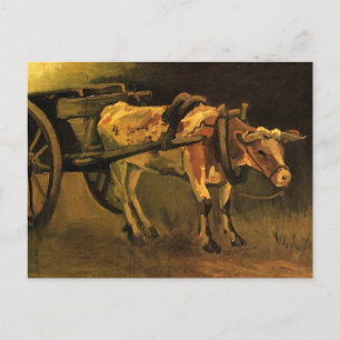 Cart med Red and White Ox av Vincent van Gogh Vykort