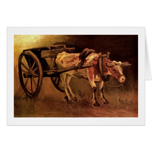 Cart med Red and White Ox, Vincent van Gogh Hälsningskort (Framsidan Horizontal)
