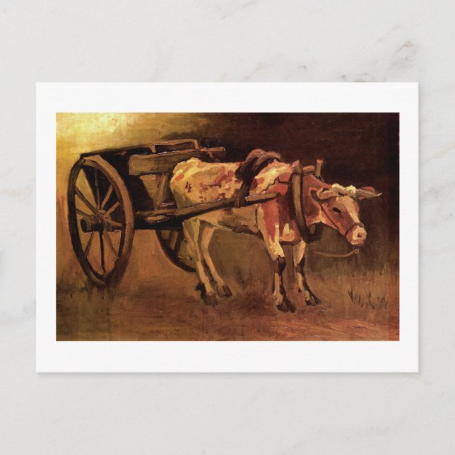 Cart med Red and White Ox, Vincent van Gogh Vykort (Framsida)