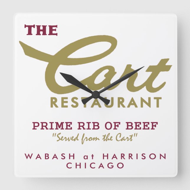 Cart Restaurant, Wabash and Harrison, Chicago, IL Fyrkantig Klocka (Framsida)