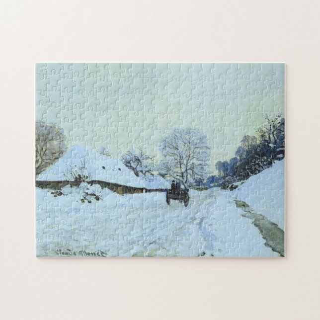 Cart Snö täckte vägen Saint-Simeon Monet Fine Art Pussel (Horisontell)