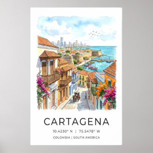 Cartagena bläckteckningstryck, blommande vinrankor poster