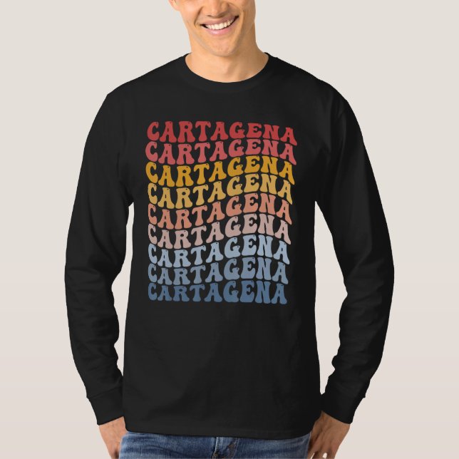 Cartagena City Groovy Retro T Shirt (Framsida)