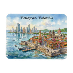 Cartagena Colombia Akvarell illustration Magnet