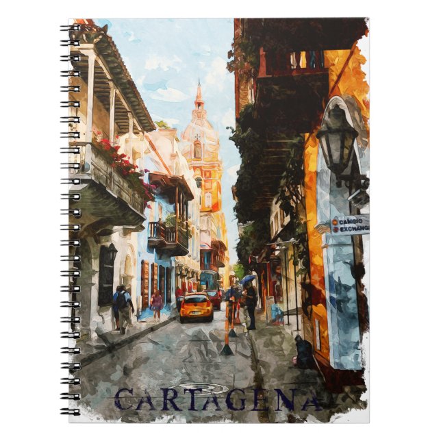 Cartagena Colombia City Street View Anteckningsbok (Framsidan)