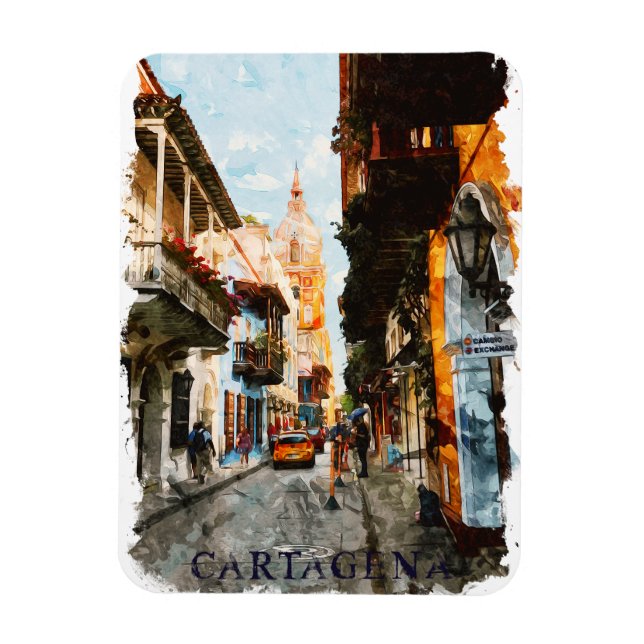 Cartagena Colombia City Street View Magnet (Vertikal)
