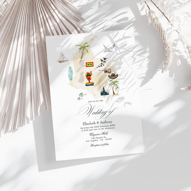 Cartagena Colombia Destination Bröllop Inbjudningar (Cartagena Colombia Destination Wedding Invitation)