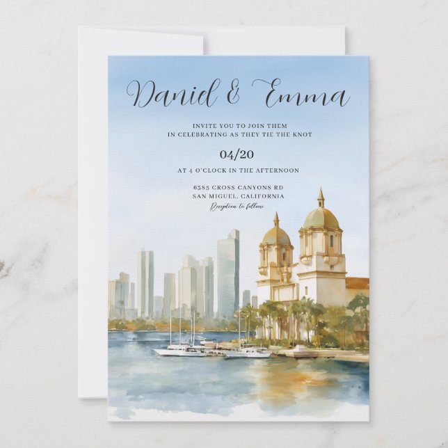 Cartagena Colombia Skyline Wedding Inbjudningar (Framsida)