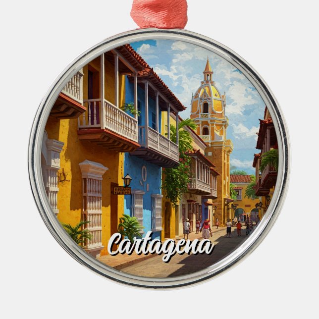 Cartagena Colombia Travel Julgransprydnad Metall (Framsidan)