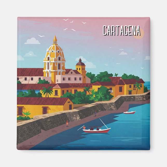 Cartagena Colombia Travel Magnet (Framsidan)