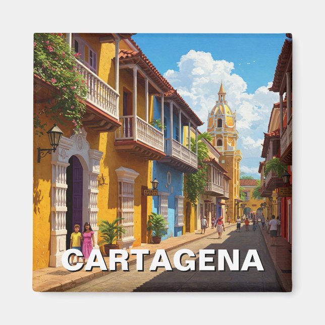 Cartagena Colombia Travel Magnet (Framsidan)