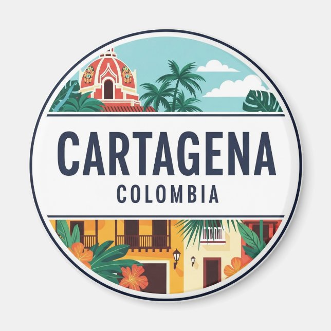 Cartagena Colombia Travel Magnet (Framsidan)